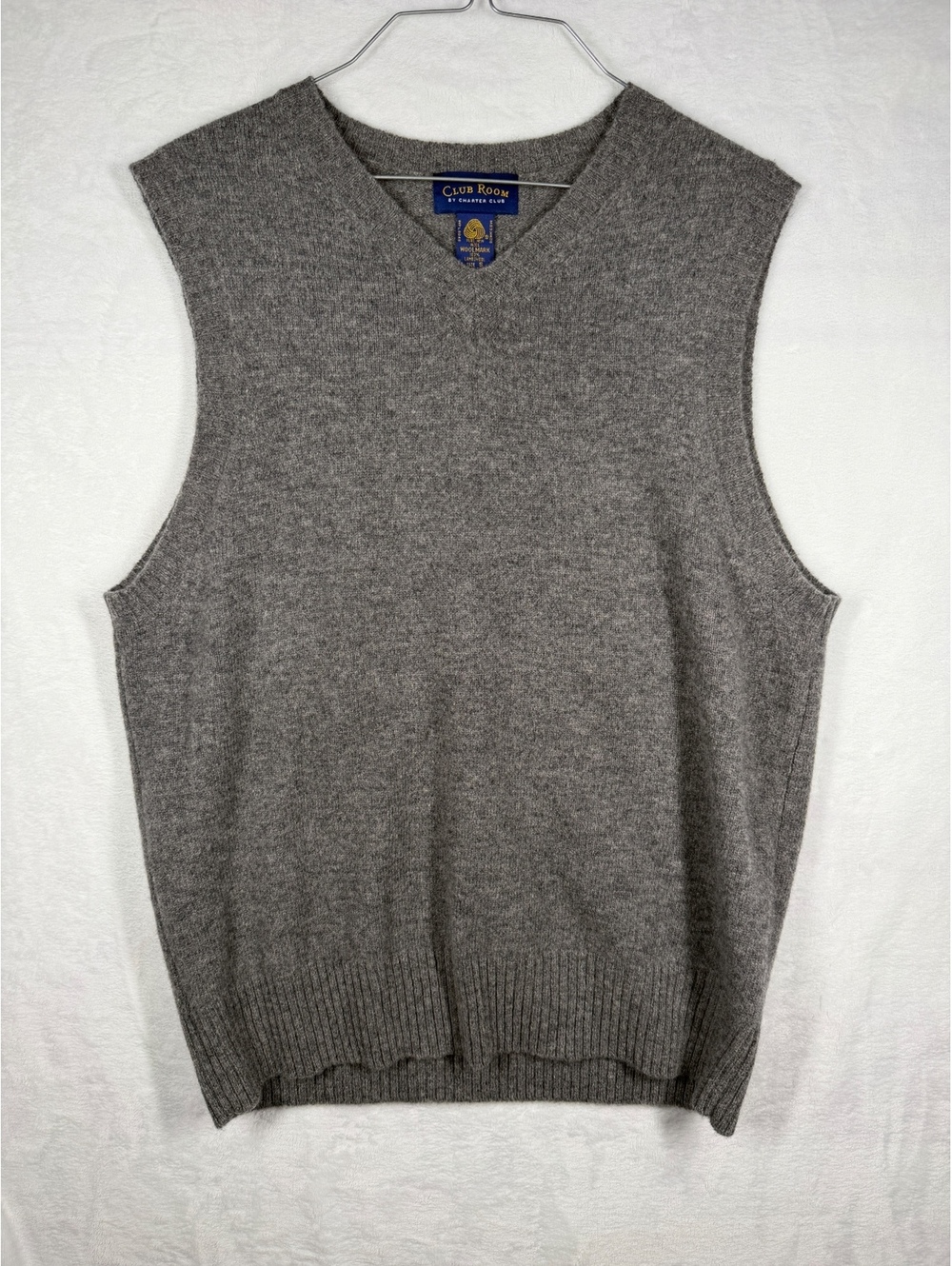 Club Room Men's Gray Lambswool V-Neck Sweater Vest Size S